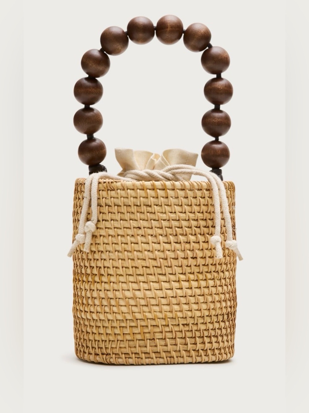 J. Crew Handknotted rattan bucket bag with wood beads - Picture 3 of 4
